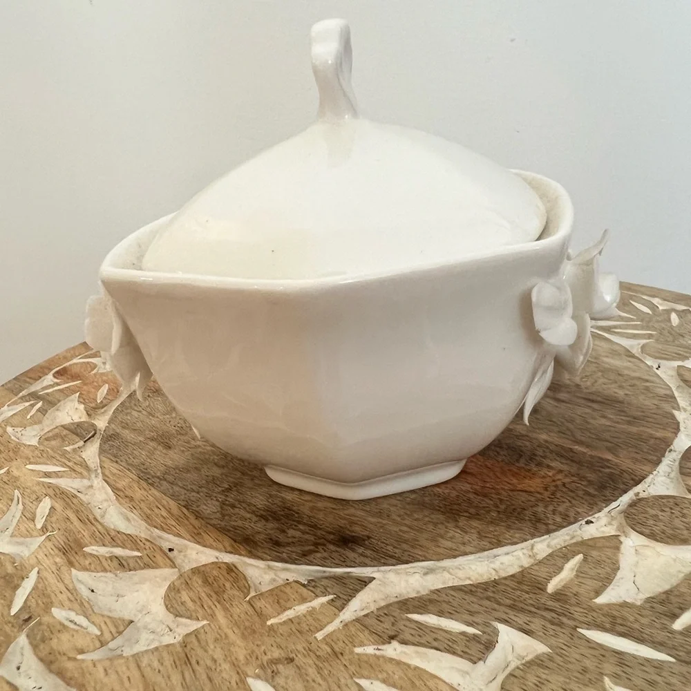 Vintage Godinger & Co Ivory Etched Floral Candy Dish with Lid